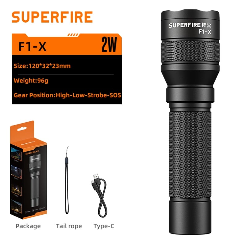 SUPERFIRE F1-X Zoomable Flashlight Carousel Image 1