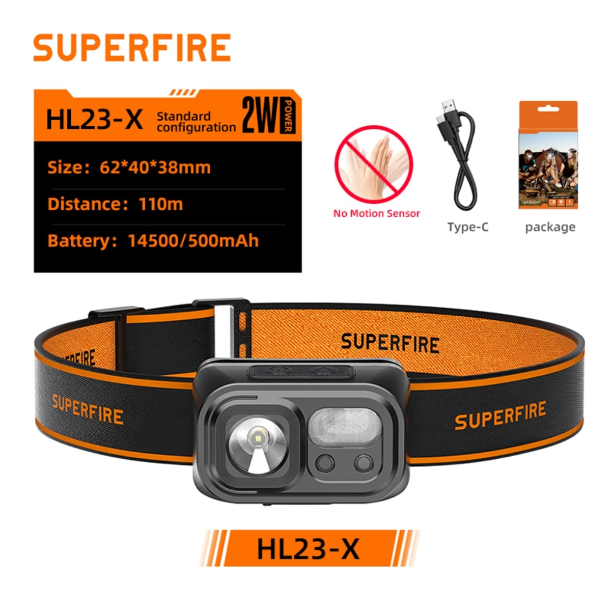 SUPERFIRE HL23/HL23-A/HL23-S /HL23-X USB Rechargeable Headlamp Carousel Image 6